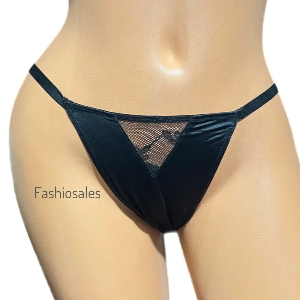 Victorias Secret Very Sexy Sheer Chantilly Lace String Cheekini panty black M